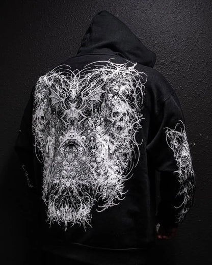 Vintage Skull Zip-Up Hoodie – Y2K Streetwear Sweatshirt for Men