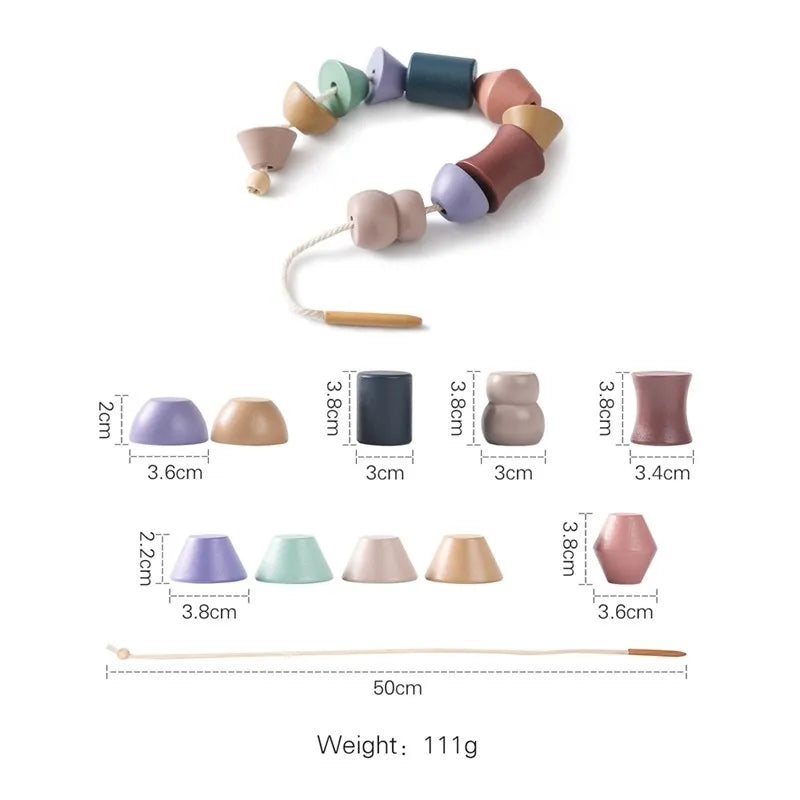 Wooden Montessori Threading Board Toy for Kids