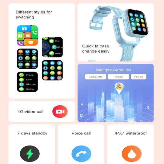 Kids 4G GPS Smartwatch – Video Call, SOS & Location Tracker