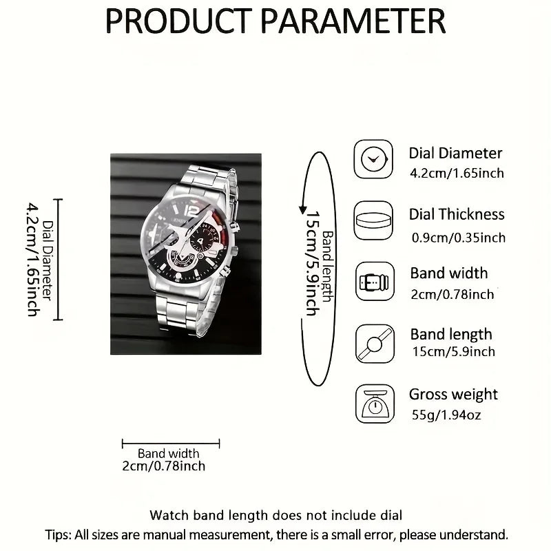Glomexia Men’s Quartz Watch Set (4 PCS) 🔥