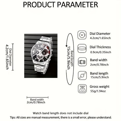 Glomexia Men’s Quartz Watch Set (4 PCS) 🔥