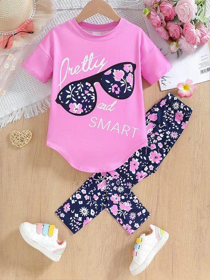 Premium Girls Cartoon Summer Clothing Set – Short Sleeve & Shorts