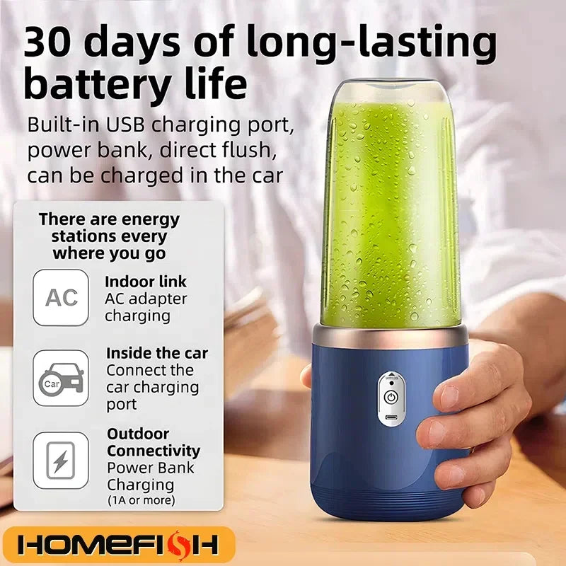 🥤⚡ HOMEFISH Portable Juice Blender 🍓