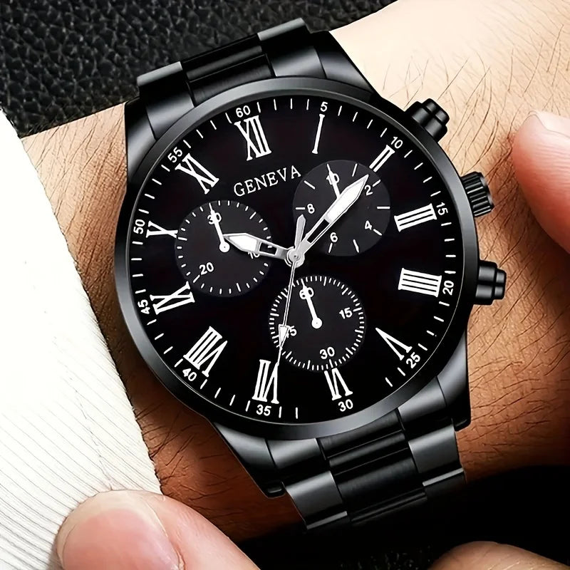 Glomexia Men’s Quartz Watch Set (4 PCS) 🔥