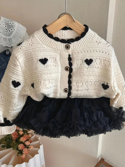 Girls Heart Knit Cardigan – Autumn Style
