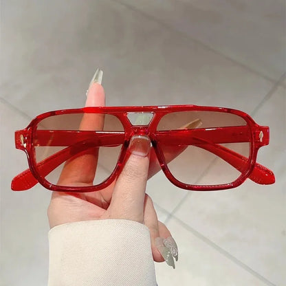 Vintage Square Sunglasses – Double Bridge UV400 Eyewear