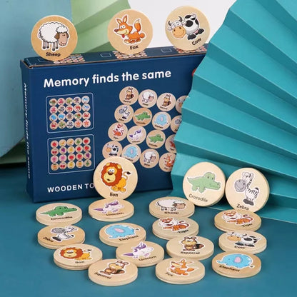 Premium Wooden Memory Matching Game for Kids