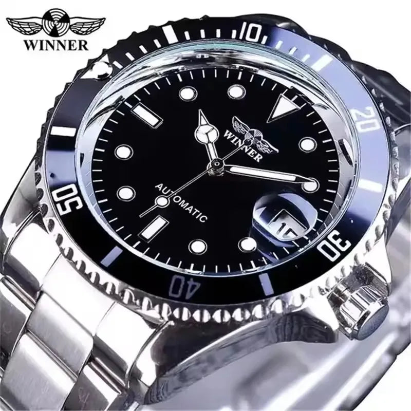 ⌚ WINNER 002 Automatic Mechanical Men’s Watch – Luminous Date Luxury Style ✨