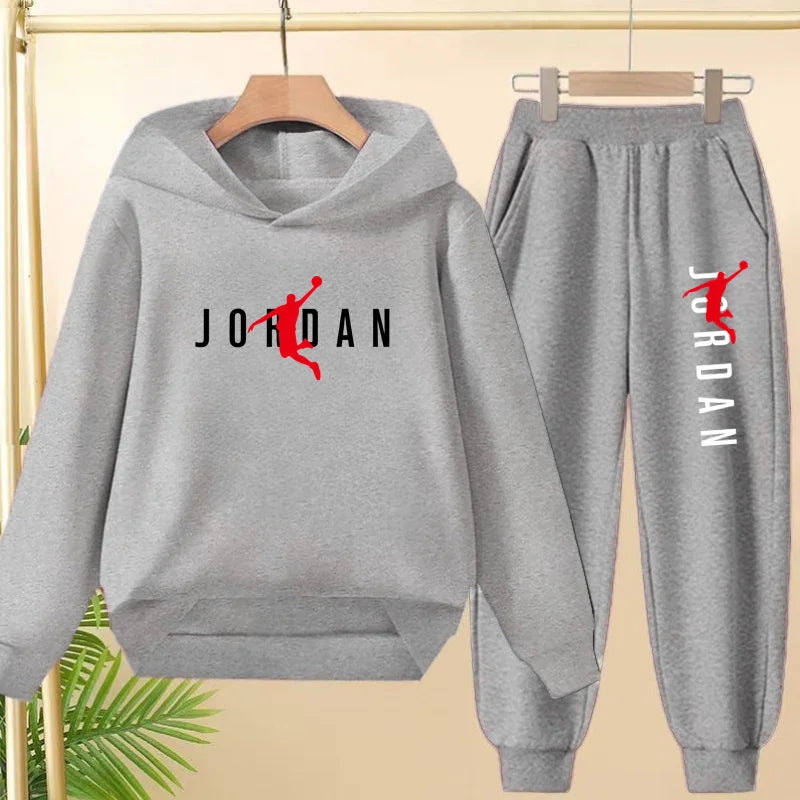 Glomexia Kids Black Hoodie Set – Trendy Sports Outfit