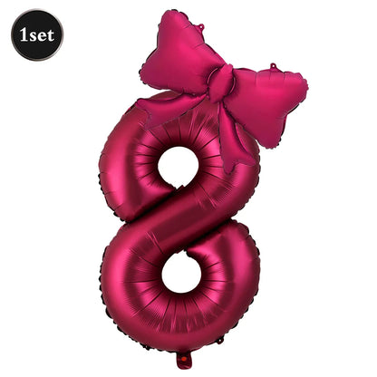 Large Bow Number Foil Birthday Balloon