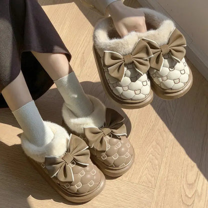Women Bowknot Platform Ankle Boots