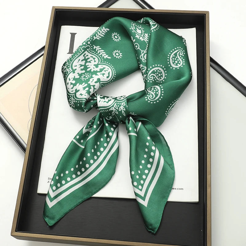 Women’s Luxury Cat Print Silk Square Scarf (70cm)