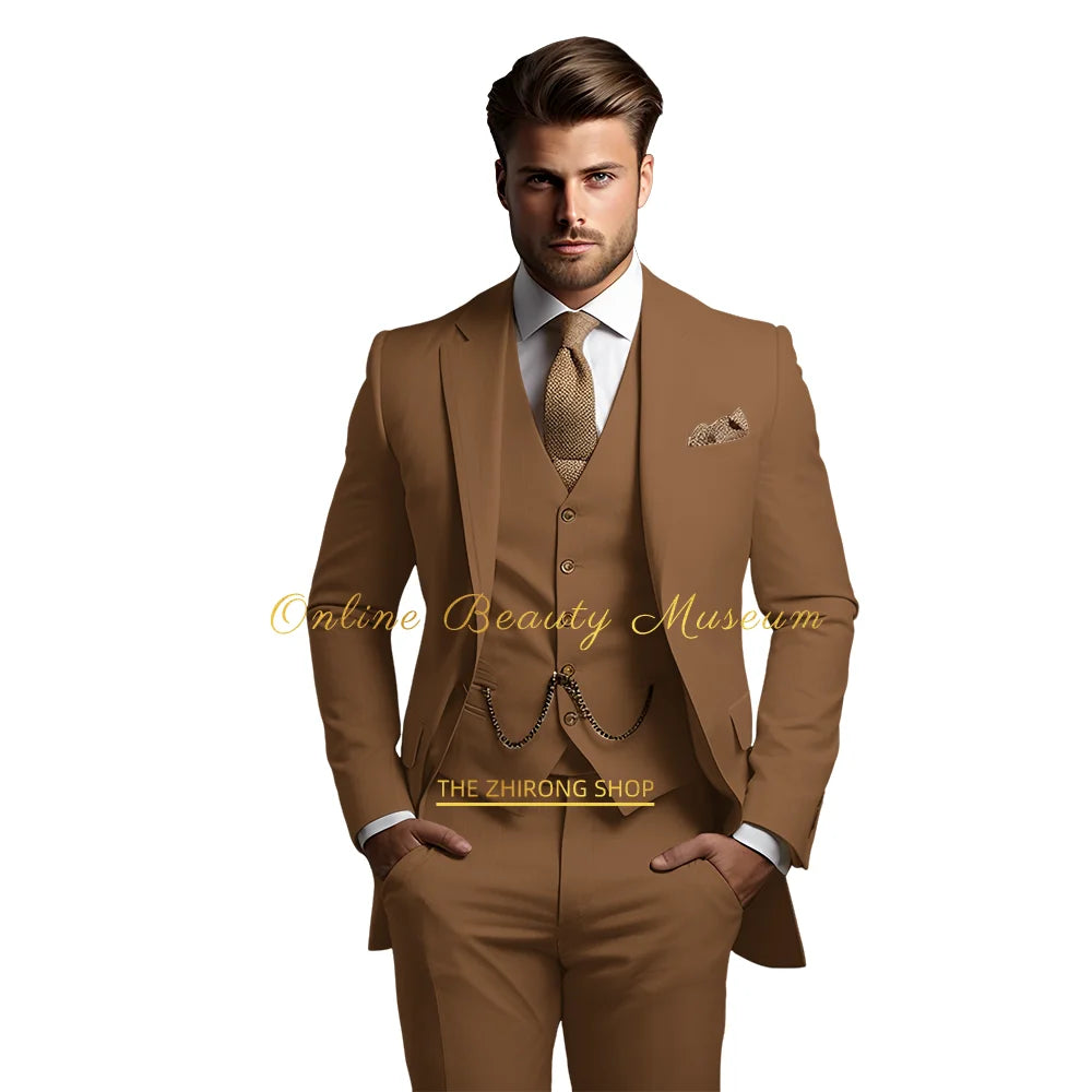 🤵 Men’s Wedding Banquet Suit – Classic Single Breasted Formal Set