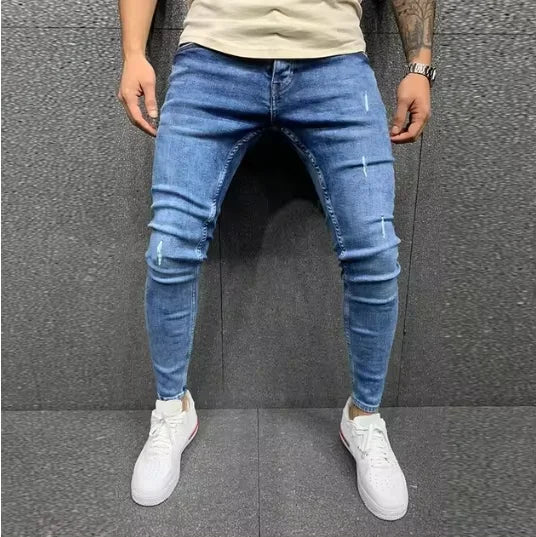 🔥 Men’s Pencil Fit Jeans – Low Waist Casual Denim Pants
