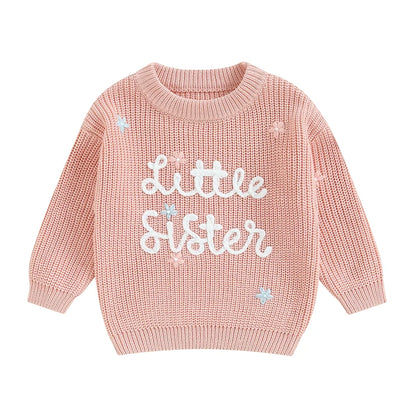 🧸 Baby Girl Floral Embroidered Knit Sweater – Soft Cotton Pullover