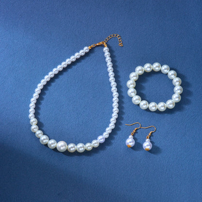 Elegant White Pearl Beaded Bracelet Set
