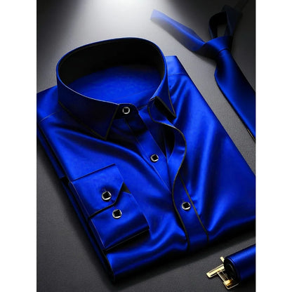 Men’s Premium Patchwork Tuxedo Shirt – Full Sleeve Stylish Party & Casual Wear