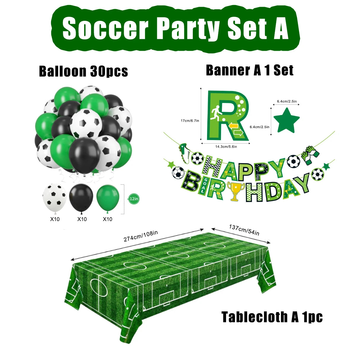 Soccer Football Birthday Party Decoration Set