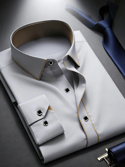 Men’s Premium Patchwork Tuxedo Shirt – Full Sleeve Stylish Party & Casual Wear