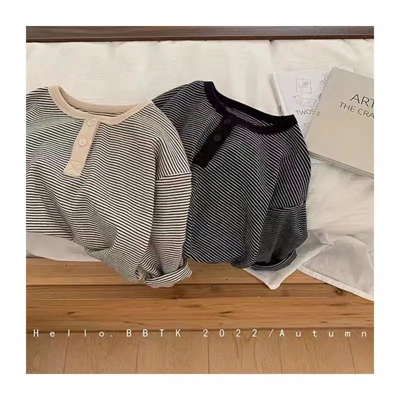 👕🍁 Kids Striped Full Sleeve Tee | Korean Style ✨