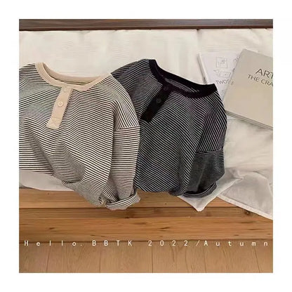 👕🍁 Kids Striped Full Sleeve Tee | Korean Style ✨