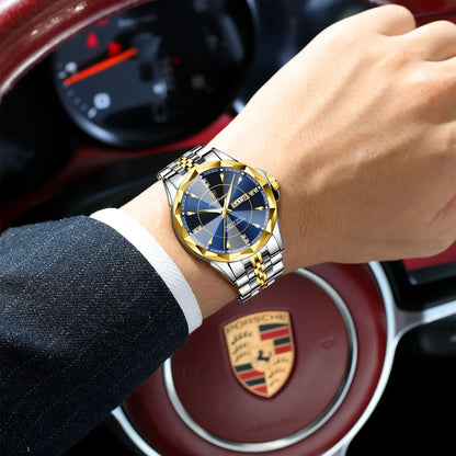 Men’s Luxury Stainless Steel Watch – Date & Week Display