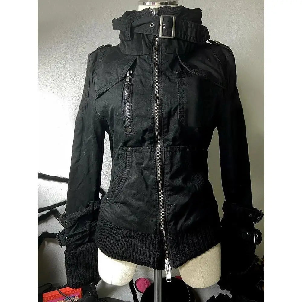 Rhinestone Hooded Crop Jacket