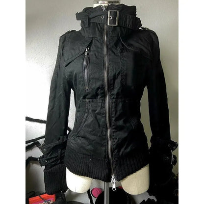 Rhinestone Hooded Crop Jacket
