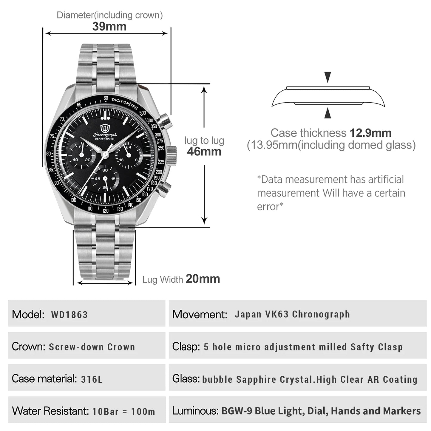 Glomexia Luxury Chronograph Men’s Watch 💎