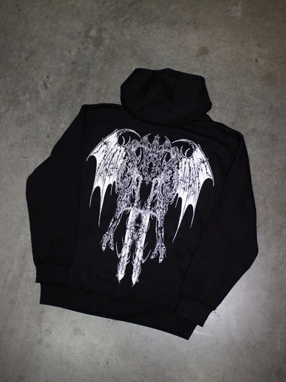 Vintage Skull Zip-Up Hoodie – Y2K Streetwear Sweatshirt for Men