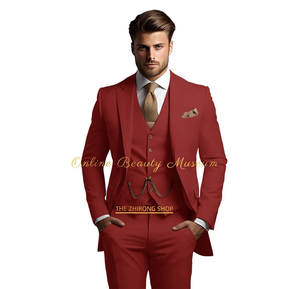 🤵 Men’s Wedding Banquet Suit – Classic Single Breasted Formal Set