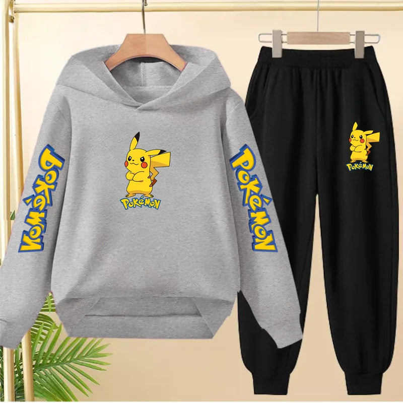 Kids Velvet Hooded Outfit Set – Warm Printed Jacket & Pants