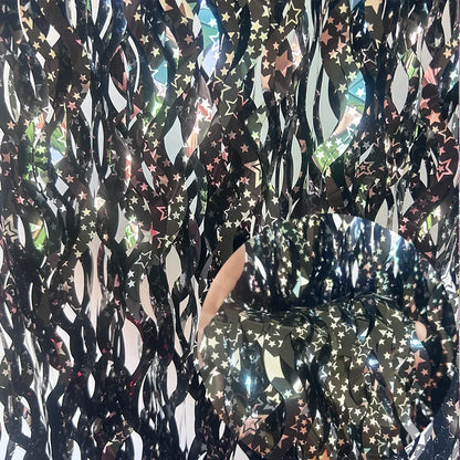 Metallic Tinsel Foil Fringe Curtain with Star