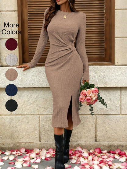 ✨ Women’s Asymmetrical Sheath Midi Dress – European Slim Fit Outfit