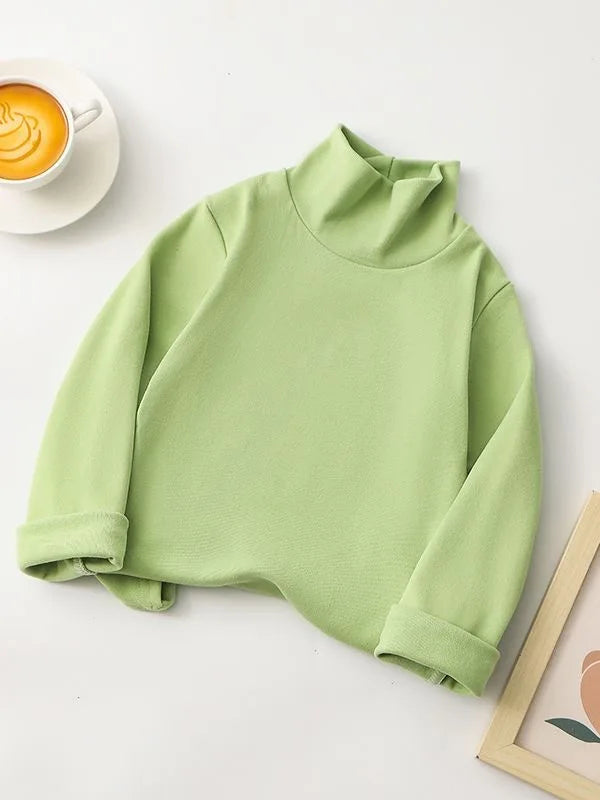 Glomexia Kids Cozy Cartoon Turtleneck Tee – Unisex Long Sleeve