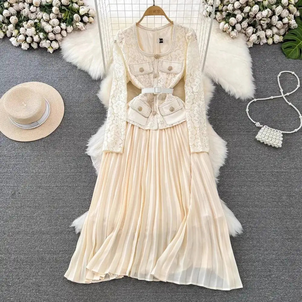 Women Elegant Ankle-Length Office Dress 👗 | Square Neck A-Line