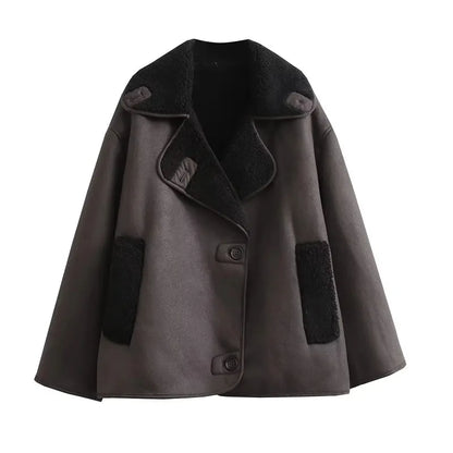Women’s Faux Leather Plush Jacket 🖤 | Winter Warm Coat