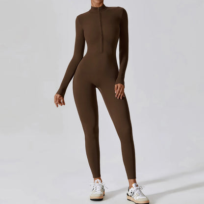 🧘‍♀️ Women’s Winter Yoga Jumpsuit – Long Sleeve High-Elastic Bodysuit
