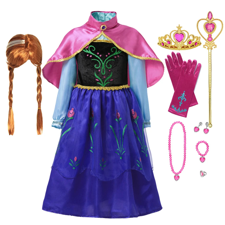 Summer Fancy Queen Elsa & Anna Princess Dress for Girls | Toddler Halloween Cosplay Party Costume Dress for 2-10 Years