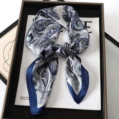 Women’s Luxury Cat Print Silk Square Scarf (70cm)