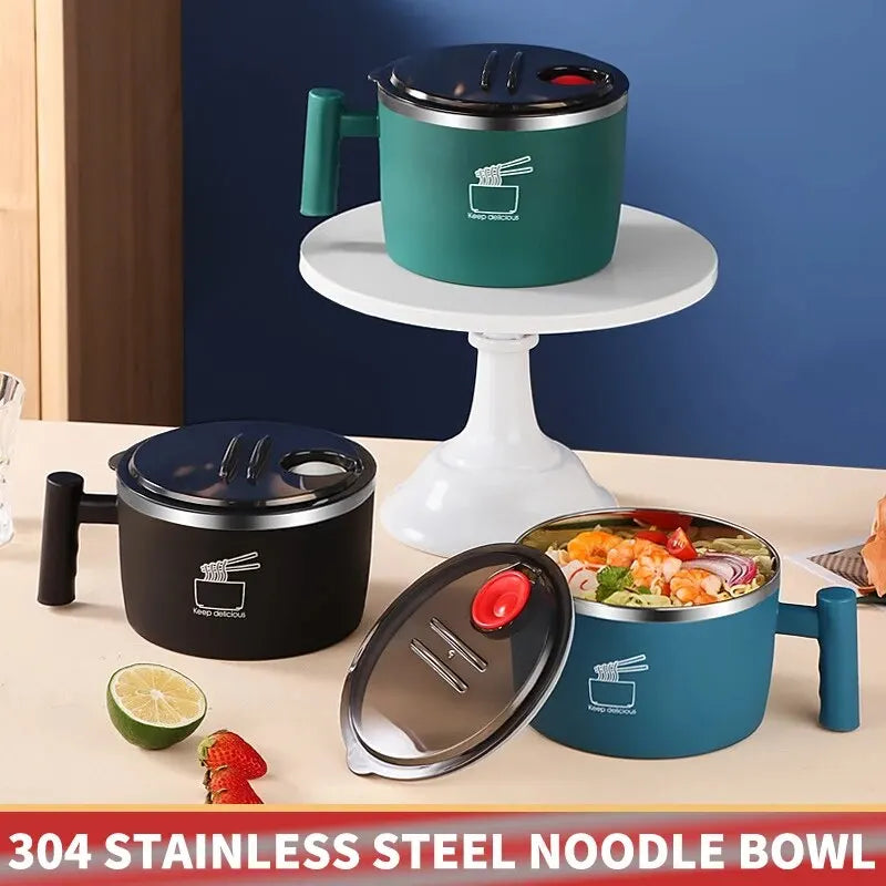 🍜 ✨ Glomexia Stainless Steel Noodle Bowl with Lid