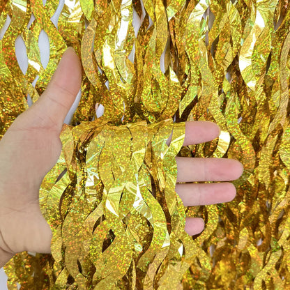 Metallic Tinsel Foil Fringe Curtain with Star