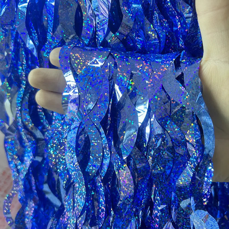 Metallic Tinsel Foil Fringe Curtain with Star