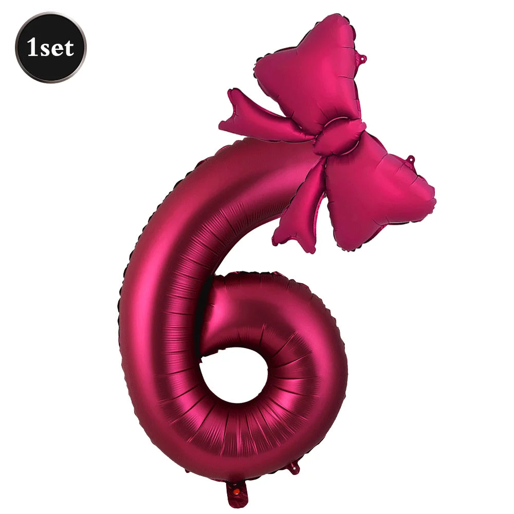 Large Bow Number Foil Birthday Balloon