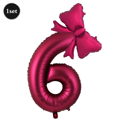 Large Bow Number Foil Birthday Balloon