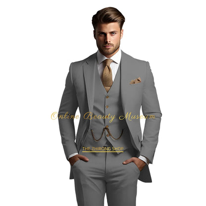 🤵 Men’s Wedding Banquet Suit – Classic Single Breasted Formal Set