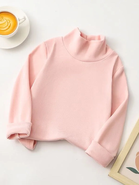 Glomexia Kids Cozy Cartoon Turtleneck Tee – Unisex Long Sleeve