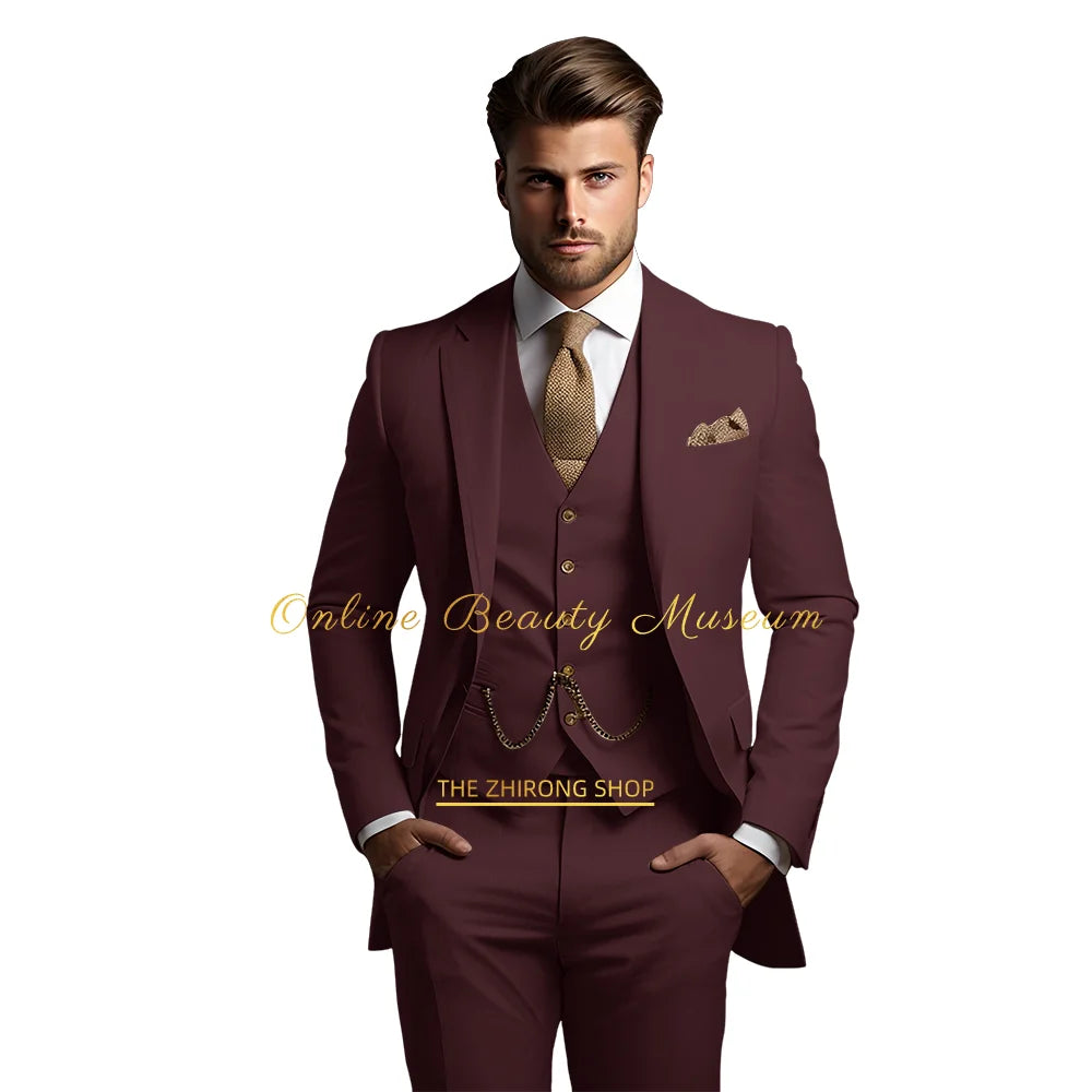 🤵 Men’s Wedding Banquet Suit – Classic Single Breasted Formal Set
