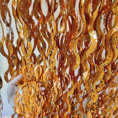 Metallic Tinsel Foil Fringe Curtain with Star