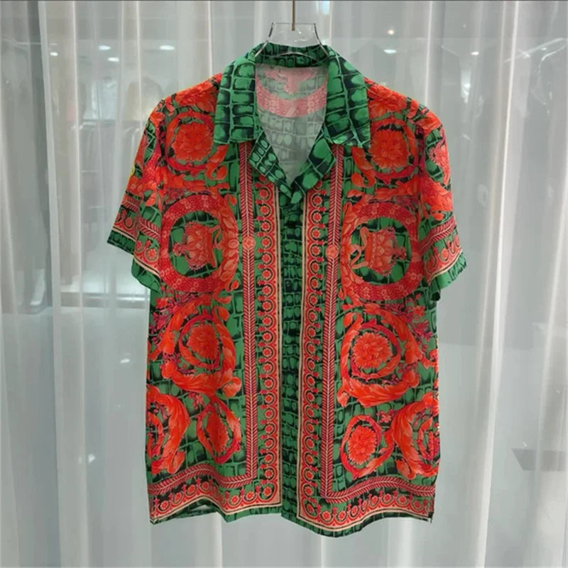 Premium Light Luxury Printed Shirt – Casual Short Sleeve